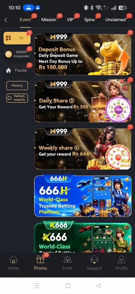 M999 Game Bonus And Rewards